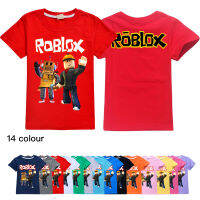 Ro Bloxs เสื้อยืดลำลองลายการ์ตูนสำหรับเด็ก,เสื้อยืดผ้าฝ้ายแขนสามส่วนสำหรับเด็กผู้ชาย0000ฤดูร้อนสำหรับเด็กผู้หญิง