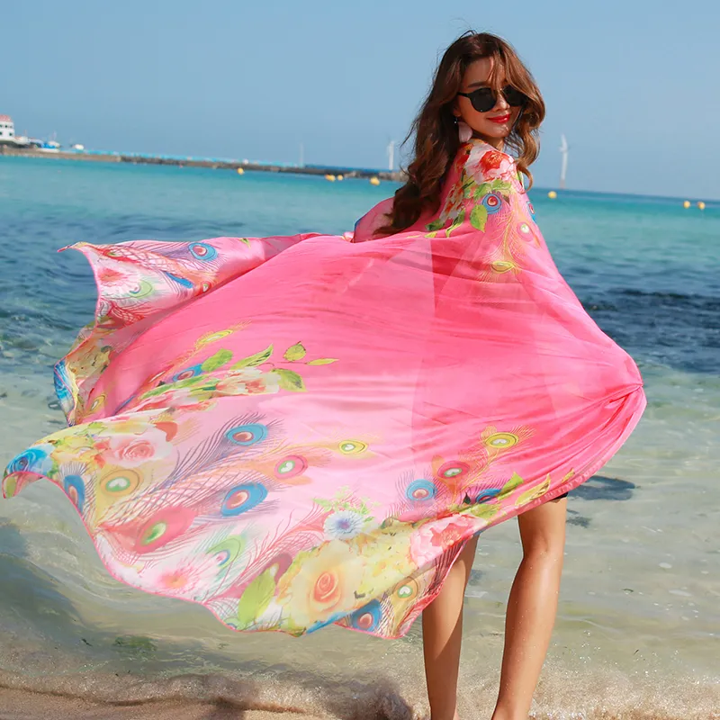 New Chiffon Silk Scarf For Women, Fashionable Sunscreen Beach