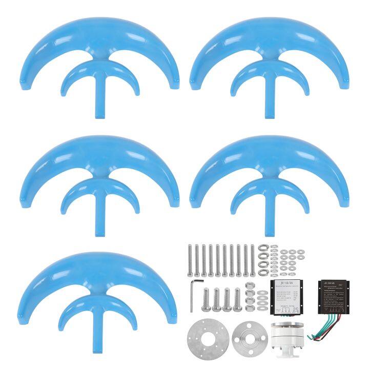 600w-5-blade-wind-power-generator-ชุดกังหันลมกลางแจ้ง-12m-s-rated-wind-speed-blue