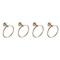 4Pcs Antique Gold Brass Towel Holder Bathroom Wall Mounted Round Towel Rings Towel Rack Kitchen Storage