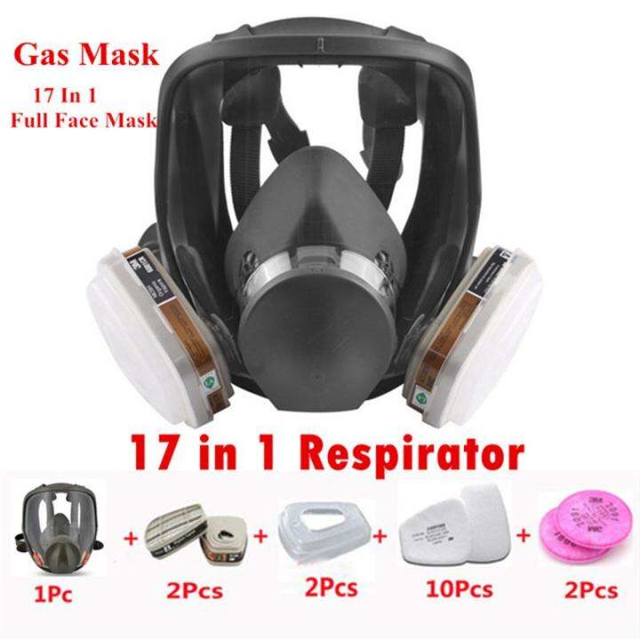 17 In 1 Full Facepiece Gas Respirator with 6001 Gas Cartridges Anti ...