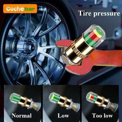 【JH】4Pcs/Lot 2.4 Bar Car Tire Pressure Monitoring System Gauge Cap Sensor Indicator Anti-theft 3 Color Eye Alert Air Pressure Gauge