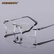 Progressive Multifocal Reading Glasses Titanium Alloy Rimless Diamond Cut