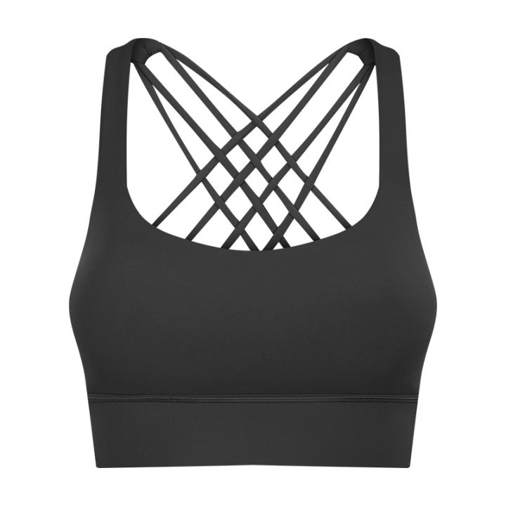 lulu-fitness-yoga-sports-underwear-womens-cross-back-shockproof-gathered-sports-bra-ink-black
