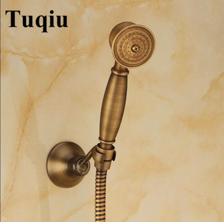 Bathroom Antique Shower Head Set With Holder And Hose Rainfall High