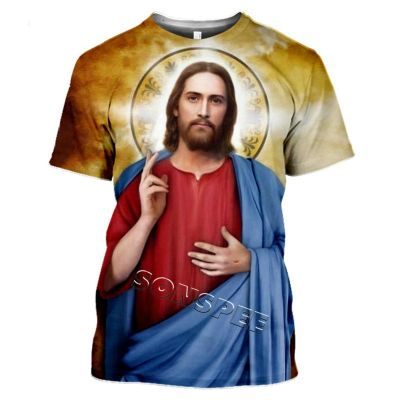 Jesus Print Religious Culture Summer Mens Womens T-shirt Clothing 3D Loose Quick-drying Plus Polyester 2023