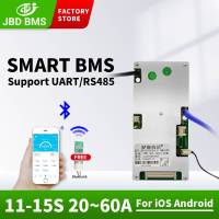 JBD Smart BMS 11S 12S 13S 14S Lifepo4 Balance Board 20A 30A 40A 50A ลิเธียม Bms 36V 48V BT UART RS485การสื่อสาร