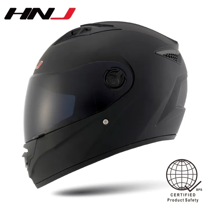 Hnj Plain Motorcycle Helmet Full Face Motor Helmets Black Single Visor Lazada Ph