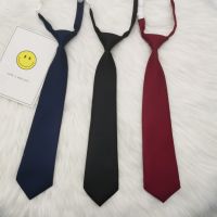 【cw】 Cotton Lazy JK Small Necktie Wine Dark Korean Blended Student School Uniform Class ！