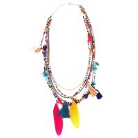 P6Elegant Womens Ethnic Style Feathers Tassels Beads Multi-