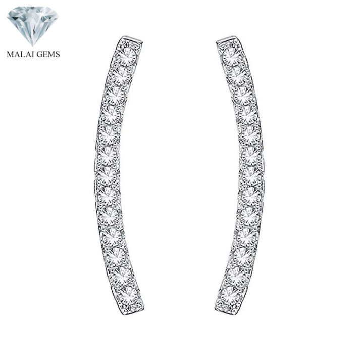malai-gems-ต่างหูเงินแท้-รุ่น-line-diamond-เพชรเรียงยาว-เพชรสวิส-cz-เงินแท้-silver-92-5-ต่างหูเงิน-เคลือบทองคำขาว