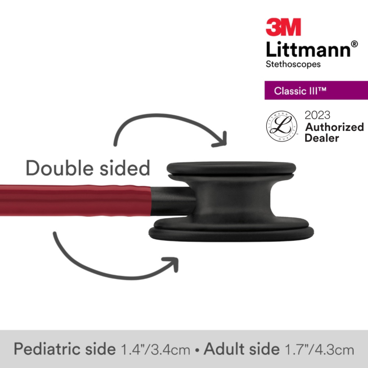 3m-littmann-classic-iii-stethoscope-27-inch-5868-burgundy-tube-black-finish-chestpiece-stainless-stem-amp-eartubes