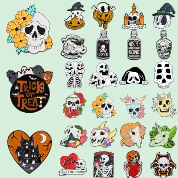 Skull Punk Pins Skeleton Rose Brooches Badges Bag Clothes