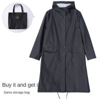 Womens Stylish Waterproof Rain Poncho Cloak Raincoat with Hood Sleeves and Big Pocket on Front