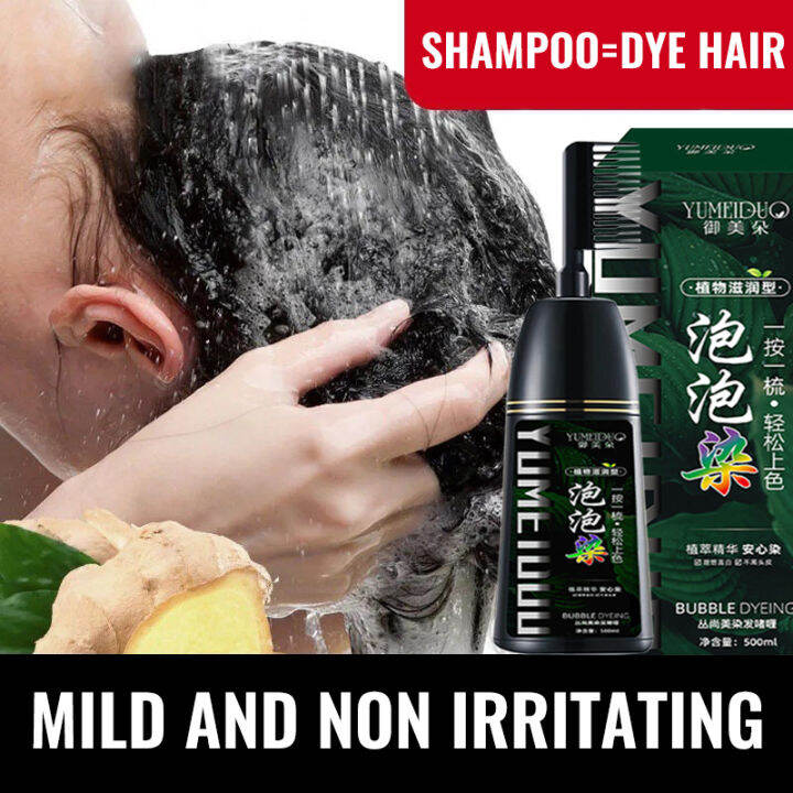 Black shampoo permanent 500ml Dye hair color shampoo with Comb, Black