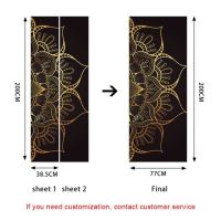 สีดำทอง M Andala แบบประตูสติ๊กเกอร์ห้องนอนห้องนั่งเล่นตกแต่งสติ๊กเกอร์ติดผนังเปลือกติดที่ถอดออกได้พีวีซีศิลปะภาพจิตรกรรมฝาผนังโปสเตอร์