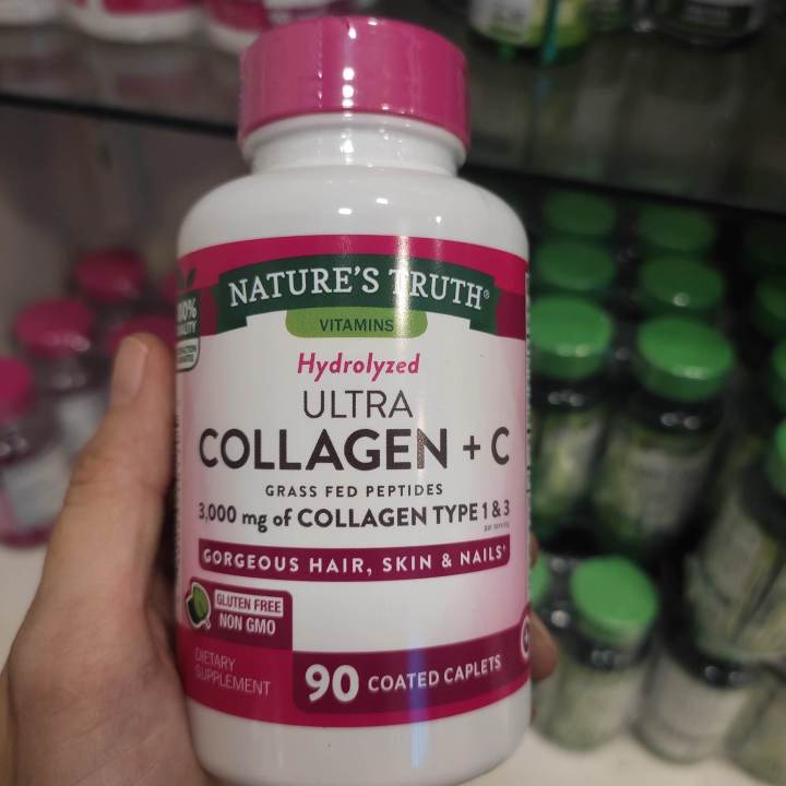 Nature's Truth Vitamins Hydrolyzed Ultra Collagen + C 3000 mg Collagen ...