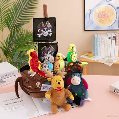 Winnie The Pooh Pirate Ship Plush Dolls Gift For Kids Home Decor Elk Pooh Bear Eeyore Parrot Toys For Kids