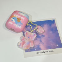 Pinky winky Rainbow teddy keyring พวงกุญแจน้องหมีเรนโบว์ชมพูอะคริสิคโฮโลแกรม | Stickwithme4ev