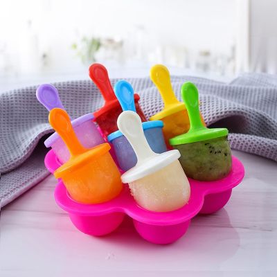 Portable Ice Cream Mold Ice Pops Food Grade Popsicle Mould Ball Maker Baby DIY Food Fruit Shake Supplement Ice Tools Accessories Ice Maker Ice Cream M