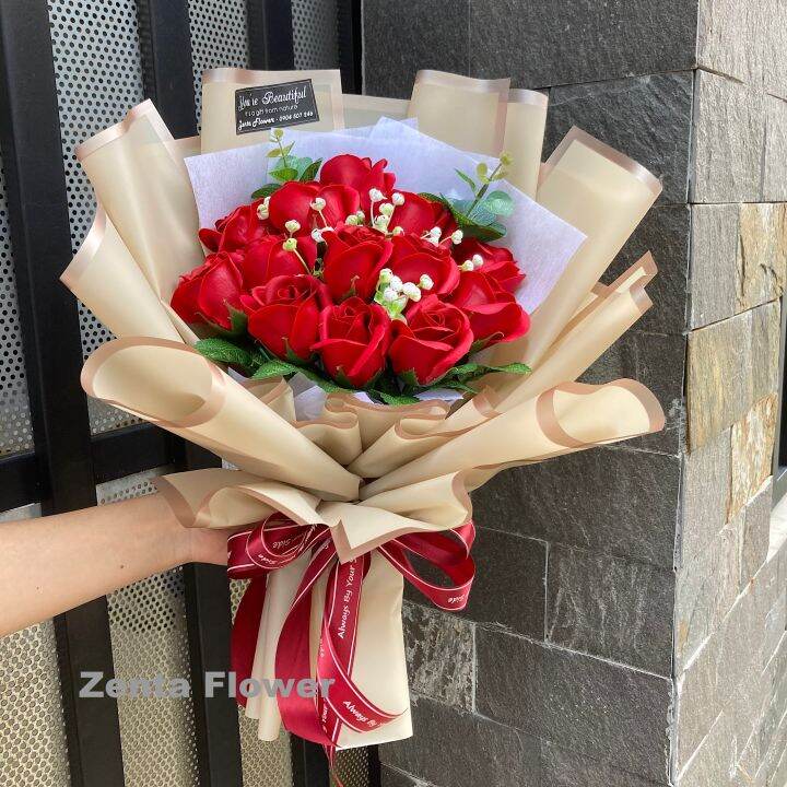 có Hỏa Tốc Bó Hoa Hồng Đỏ 13B Giấy Vàng Tặng Sinh Nhật Tình Yêu Ngày Lễ  Sự Kiện Bouquet Of Flowers Hoa Sáp Thơm  Lazadavn