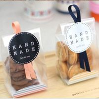 50/100pcs Frosted Translucent Cookie Bread Biscuits Packaging Bag Transparent Cracker Bags(with bottom paper holder/random color) Food Storage Pocket