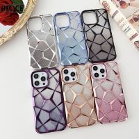 HOCE Gradient Color Plating Rhombus Phone Case for iPhone 14 13 12 11 Pro Max Full Coverage Cover Soft Shockproof Cases