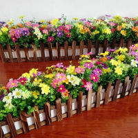 Small Daisy Fence Set Indoor Fake Green Plant Decoration Flower Artificial Plant Pot Decoration Water Plants Roses