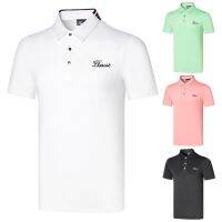 Titleist MalbonE J.lindeberg Mizuno 2023ใหม่เสื้อยืดแขนสั้นของผู้ชายกางเกงเล่นกอล์ฟใหม่เสื้อเสื้อกลางแจ้งระบายอากาศเสื้อโปโลกีฬาฤดูร้อน