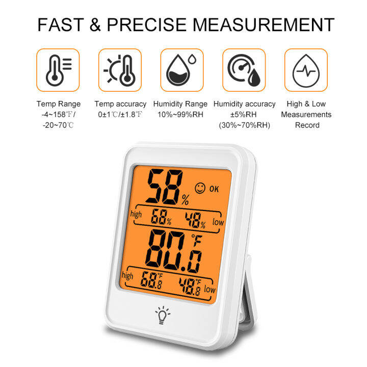 Digital Hygrometer T Hermometer Indoor Temperature And Humidity Gauge Monitor Meter With Large 4523