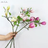 【cw】SunMade Luxury Artificial Magnolia Flower nch for Home Wedding Ho Decoration Indie Room Decor Flores Artificales Gardening ！