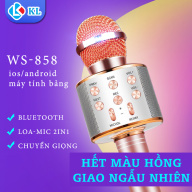 WS-858 Mic Hát Karaoke Bluetooth KL Không Dây Kèm loa Âm vang Ấm mic hát karaoke cầm tay mini micro hát trên xe hơi mic hát karaoke livestream hay nhất hiện nay, màu ĐEN-BẠC-HỒNG thumbnail