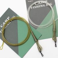 （A Decent035）100CM Carp Fishing Line Fluorocarbon Leaders with Tackle QC Hybird Clip Fused Loop Leaders Non Lead Core