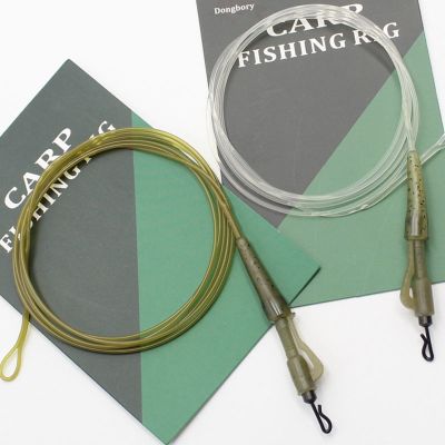 （A Decent035）100CM Carp Fishing Line Fluorocarbon Leaders with Tackle QC Hybird Clip Fused Loop Leaders Non Lead Core
