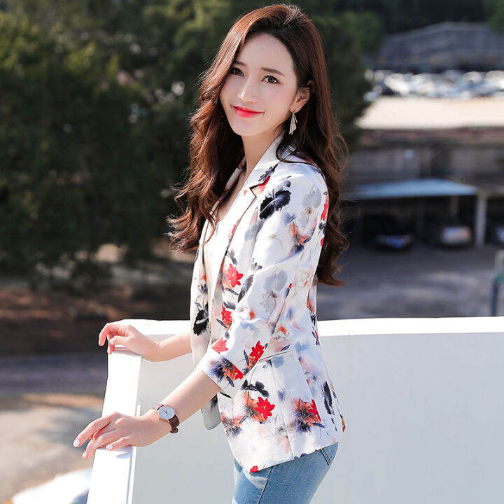 เสื้อโค้ทผู้หญิงแบบบางมีลายใหม่-เสื้อโค้ทลำลองสไตล์เกาหลีเข้าได้กับทุกชุดเสื้อโค้ทสั้นสำหรับผู้หญิง