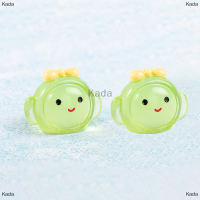 Kada หน้ายิ้มเรืองแสงทำจากเรซิ่นขนาดเล็ก2ชิ้นเครื่องประดับภูมิทัศน์ขนาดไมโครของตกแต่งแผงหน้าปัดรถยนต์