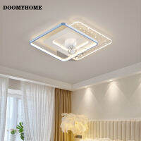 DOOMYHOME พัดลมห้องนอนที่ทันสมัยแบบเรียบง่าย LED ไฟติดเพดานโคมไฟนอร์ดิกสำหรับบ้านโคมไฟพัดลมศึกษาทรงกลมติดเครื่องประดับตกแต่งภายในบ้านโคมไฟสไตล์วินเทจ