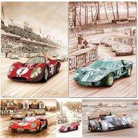 Le Mans 24ชั่วโมงแรลลี่แชมป์โปสเตอร์พิมพ์บนผ้าใบ-นอร์ดิกภาพผนังศิลปะ-เหมาะสำหรับห้องนั่งเล่นตกแต่งบ้าน