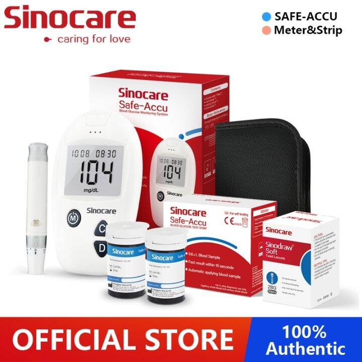 Sinocare SafeAccu Blood Glucose Monitor Diabetic Sugar Test Meter Kit