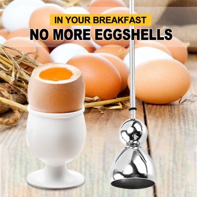 ▦ Egg Topper Egg Shell Opener Stainless Steel Egg Cutter for Raw Soft and Hard Boiled Eggs Cracker Shell Remover Kitchen Gadget