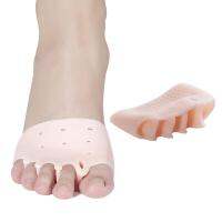 1 Pair Silicone Comfortable Toe Braces 5-holes Hallux Valgus Straightener Orthodontic Foot Toe Braces(White)