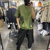 CODHaley Childe 2022 Summer New Products Mens Casual Baju-T pakaian kerja Large Pockets Plus Size Street Wear Round Neck Short-Sleeved Korean style Loose Trendy Half-Sleeved Handsome M-3XL