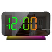 Digital Alarm Clock Desk Dimmable Electronic Clock RGB Colorful Projection Alarm Clock USB Electronic LED Clock Durable Black