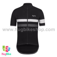 เสื้อจักรยานแขนสั้นทีม Rapha 16 (14) สีดำหน้าอกแถบขาวเทา