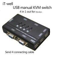 4 Ports KVM Switch Control 4 PC Hosts by 1 Set of USB Keyboard Mouse and VGA Monitor Multi PC Manage Cable