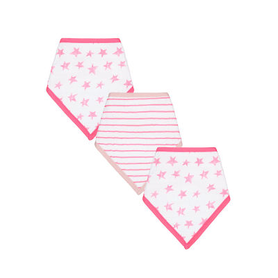 ผ้ากันเปื้อนเด็กเล็ก mothercare pink star muslin dribbler bibs  3 pack UA005