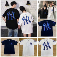 mlb เสื้อคอกลม Nyพิมพ์ฟ้าผ้าดีหนานุ่มcottonใส่ได้ทั้งชายหญิง NY