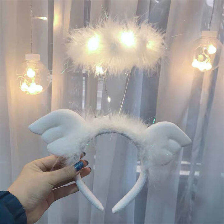 anime-cosplay-hair-accessory-feather-glowing-headpiece-fairy-hair-hoop-glowing-headband-angel-wings-headband