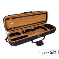 3/4 Full Size Violin Case Box Oblong Shape with Hygrometer Adjustable Straps