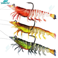 Soft Plastic Lures Artificial Bait Luminous Shrimp Fishing Lure Mixed Color  Spinner Crank-Bait Fishing Lure With Hook Fishing Tackle 9cm 0.013Lb